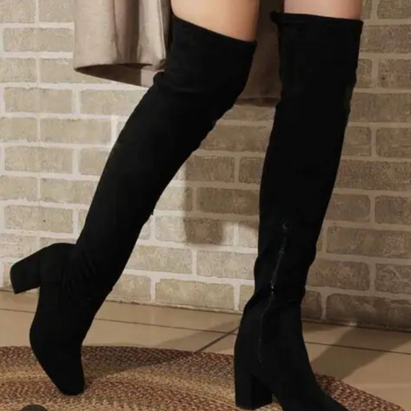 Amazon Heeled Over The Knee Faux Suede Boots Wmns Sz 9 - Picture 1 of 9